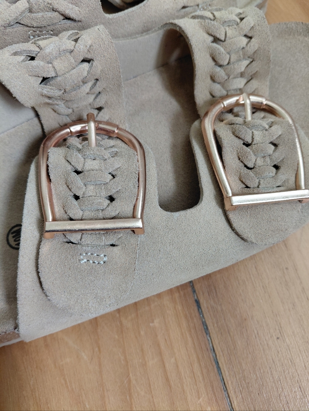 Wilt Tan Sandals with Gold Buckles Suede - Picture 6 of 8